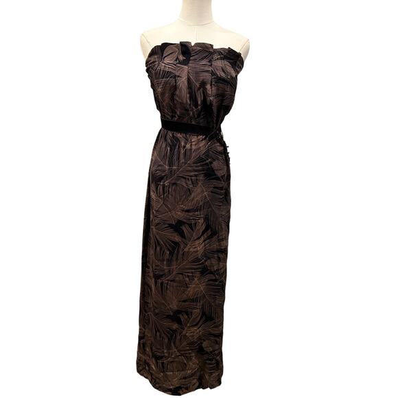 Rory Beca 100% Silk Strapless Maxi Dress 6 Black Brown Cocktail Party Luxury - Picture 1 of 7